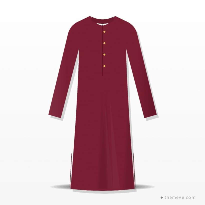Embroidered Panjabi — Maroon